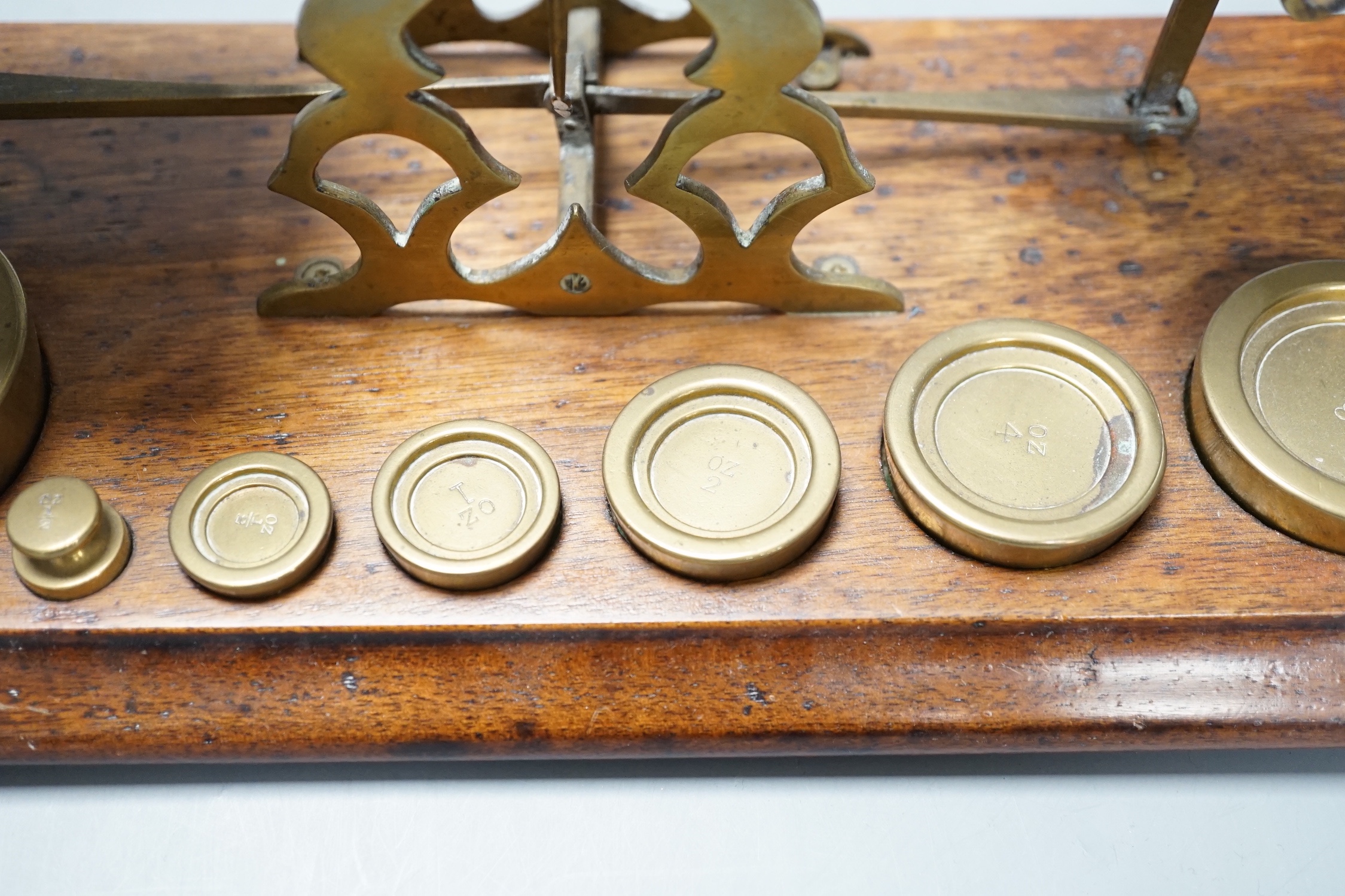 An India & colonies brass and mahogany scale set by S Mordan & co., London